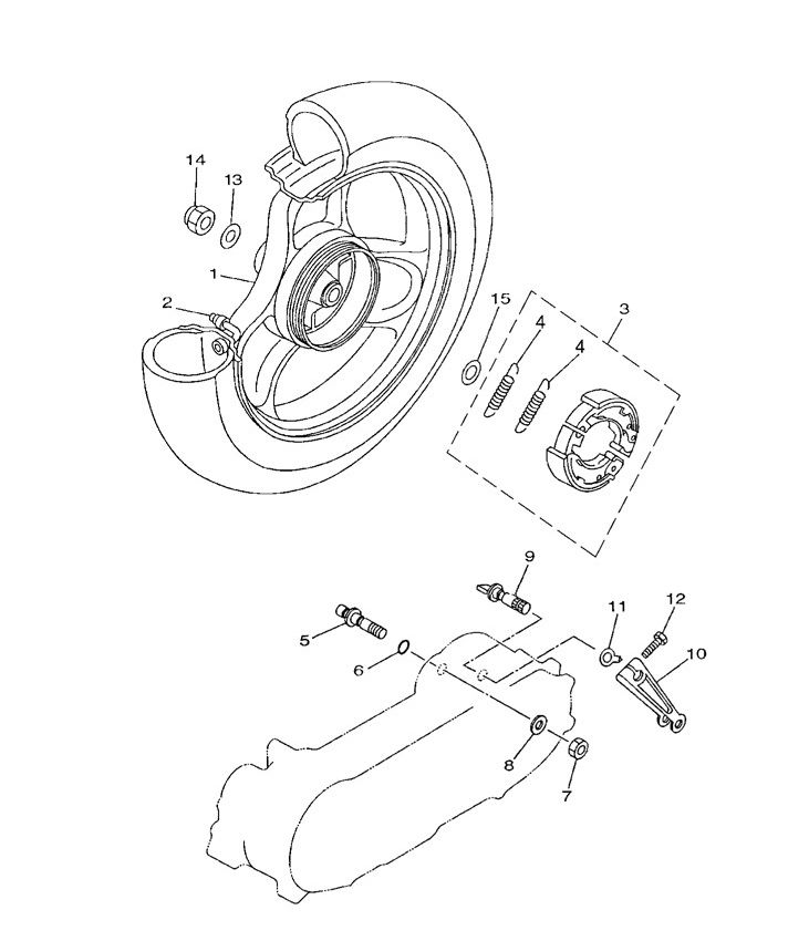 Ruota posteriore - Ganasce freno Yamaha Neo's 50 2 tempi AC 2003-2008