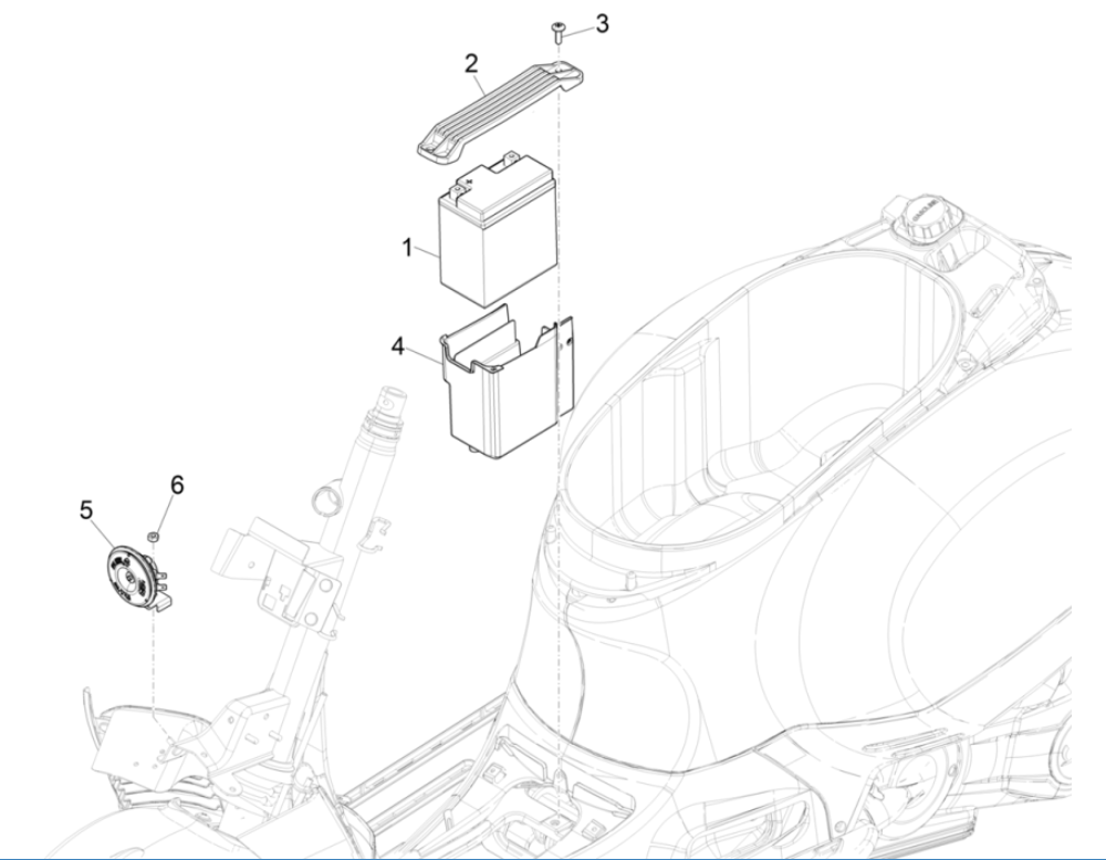 Batteria - Tromba - Relè di avviamento Vespa GTS 125 IE ABS Euro 4 2019