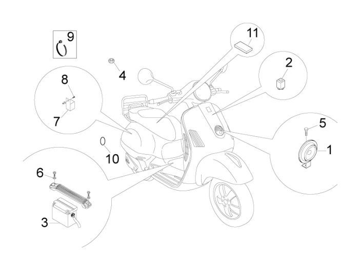 Ricambi elettrici Vespa LXV 50 2 tempi