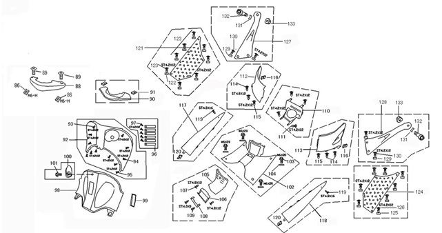 Copertina anteriore - Protezione per le gambe - Running Board China Grande Retro GT2 titanio/oro