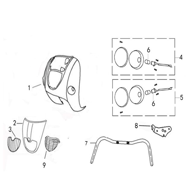Coperchio anteriore - Indicatori anteriori - volante China Grande Retro GT2 grigio opaco