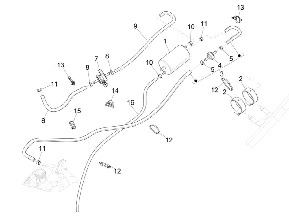 Sistema antipercolazione Piaggio MP3 300 HPE/300 HPE Sport ABS Euro 5 2020-2022