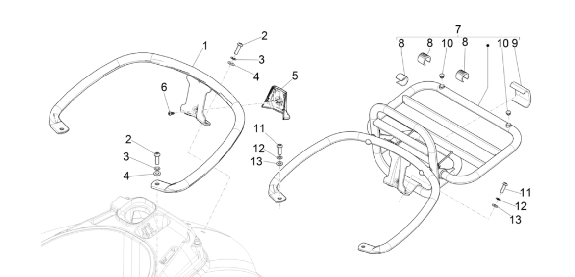 Portapacchi posteriore Vespa GTS 125 IE ABS Euro 5 2021