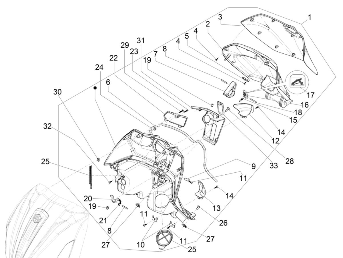 Paragambe Piaggio Beverly 300 IE ABS Euro 4 2016-2020