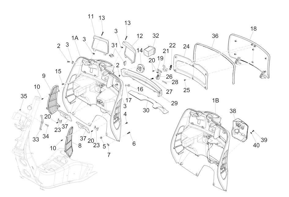 Paragambe Vespa GTS 125 IE metallizzato grigio chiaro 711/B