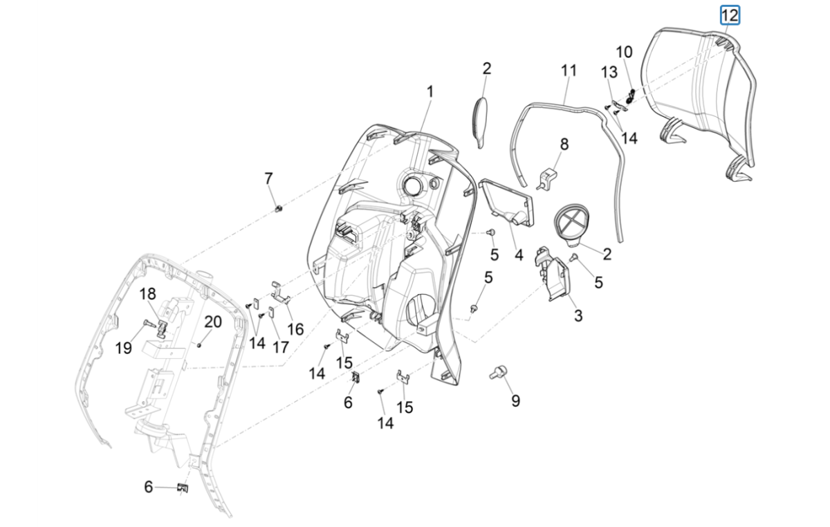 Paragambe Vespa Sprint 4 tempi 3V (iniezione euro4 IGET) Fusion bianco 544
