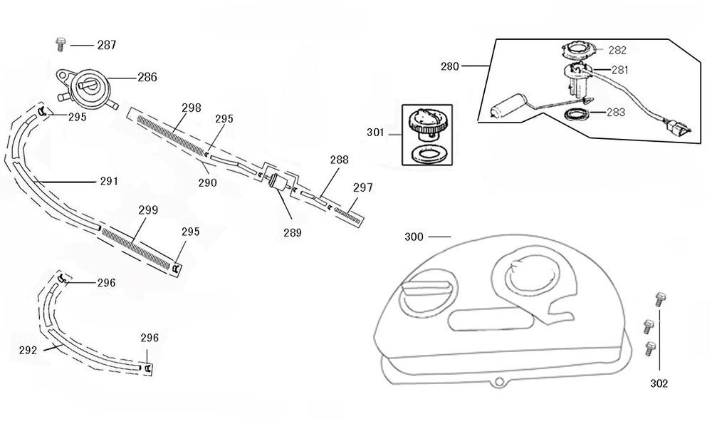 Serbatoio gas - Galleggiante serbatoio - Valvola a vuoto nera Benzhou YY50QT-45A