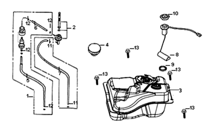 Serbatoio/galleggiante a benzina Sym Symphony ST E3