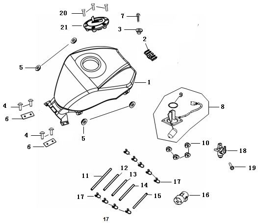 Serbatoio gas - Galleggiante serbatoio - valvola a vuoto China Strada