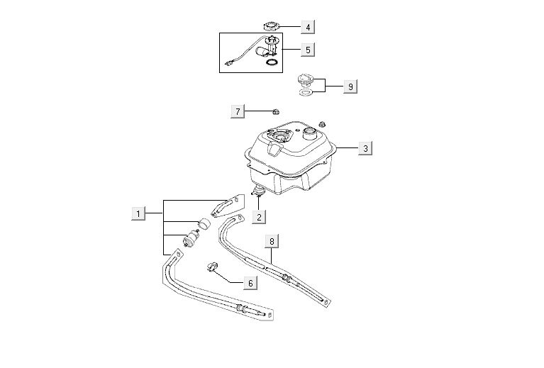 Serbatoio gas - Galleggiante serbatoio - Valvola a vuoto Kymco Agility 12' 4 tempi nera