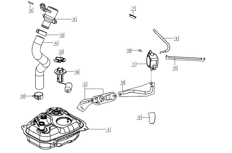 Serbatoio gas - Galleggiante serbatoio - Valvola per vuoto Kymco Agility 16'+ 4 tempi nera lucida
