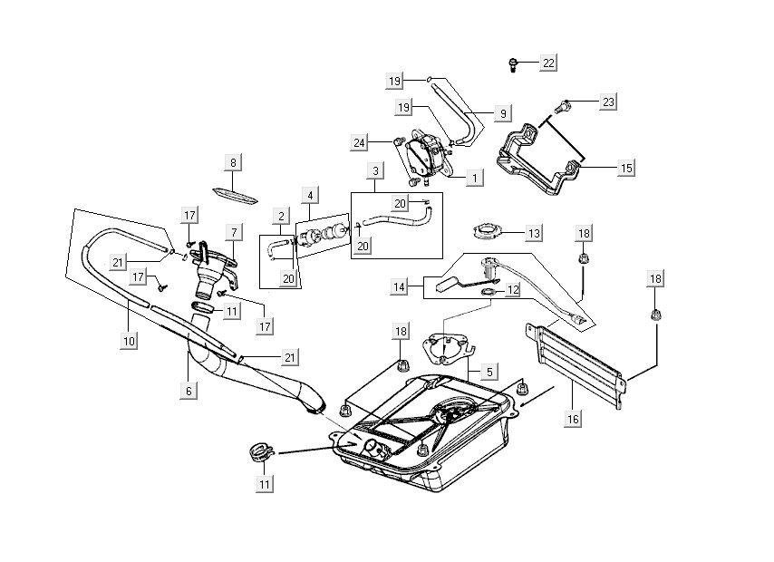 Serbatoio gas - Serbatoio galleggiante - Stazione di rifornimento Kymco Grand Dink 2-takt Silver