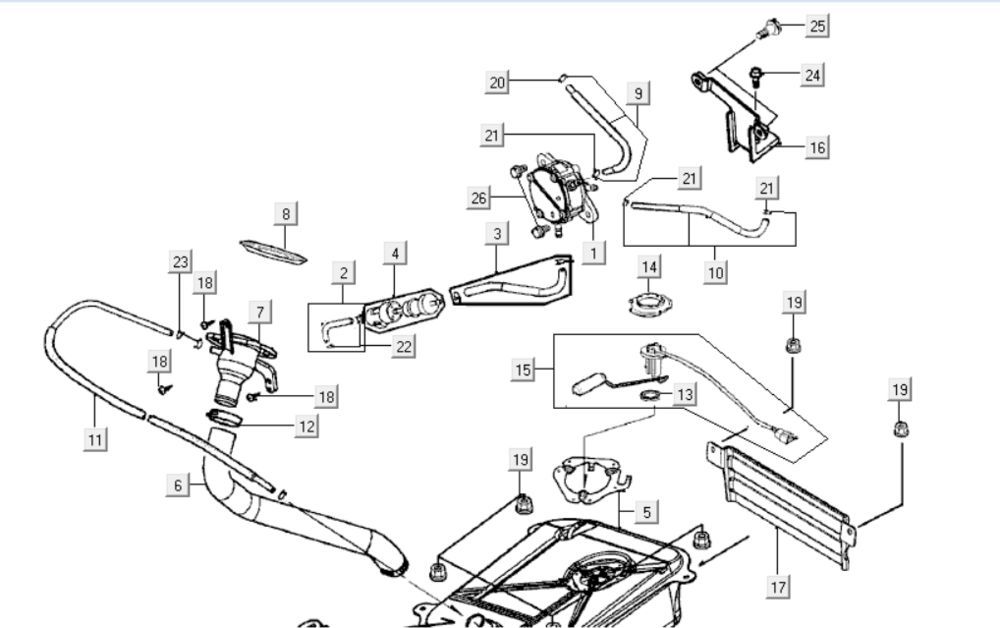 Serbatoio gas - Serbatoio galleggiante - Stazione di rifornimento - Kymco Grand Dink 250