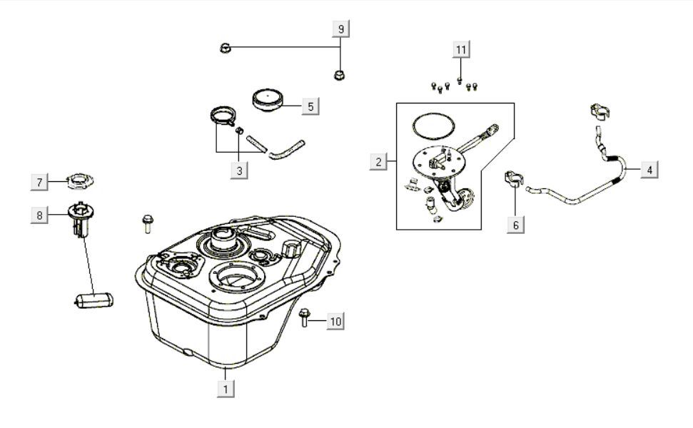 Serbatoio gas - Galleggiante serbatoio - Valvola sottovuoto Kymco Like 200i White