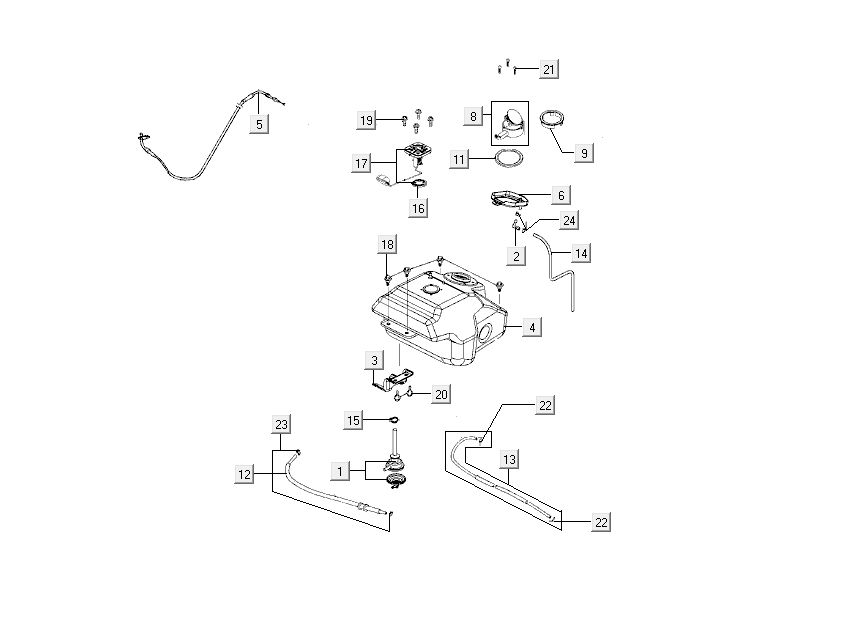 Serbatoio gas - Galleggiante serbatoio - Valvola sottovuoto Kymco Sento 50 4 tempi Black Gloss