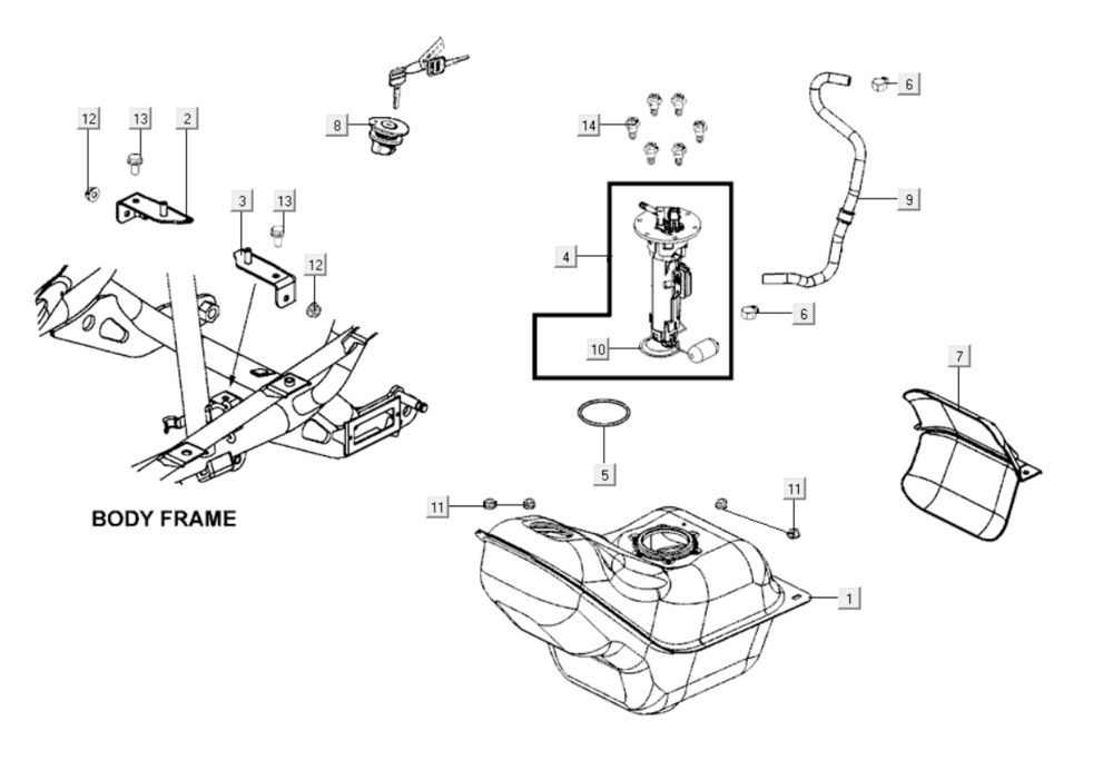 Serbatoio gas - Galleggiante serbatoio - Valvola sottovuoto Kymco Xciting 400i Pearly Black