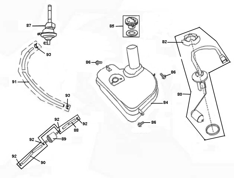 Serbatoio gas - Galleggiante serbatoio - Valvola per vuoto a 4 tempi Neco Borsalino Uno