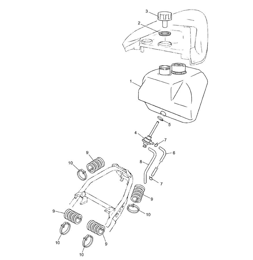 Serbatoio gas - Galleggiante serbatoio - Valvola per vuoto AC a 2 tempi Yamaha Jog-R 50