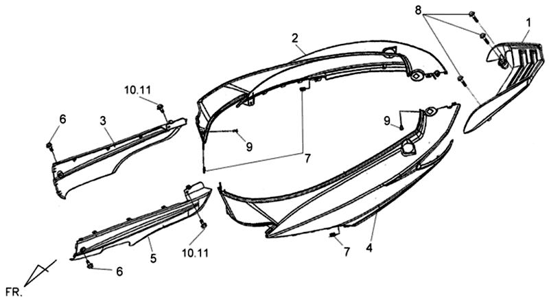 Parabrezza per moto - Minigonne laterali Sym Jet 4 (Y108C) gialle