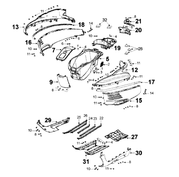 Beplating Peugeot Django 125 Allure E3 2014-2017 BLACKCURRANT (Q3)