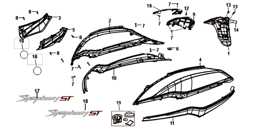Carene Sym Symphony ST 125i 4T Euro 4