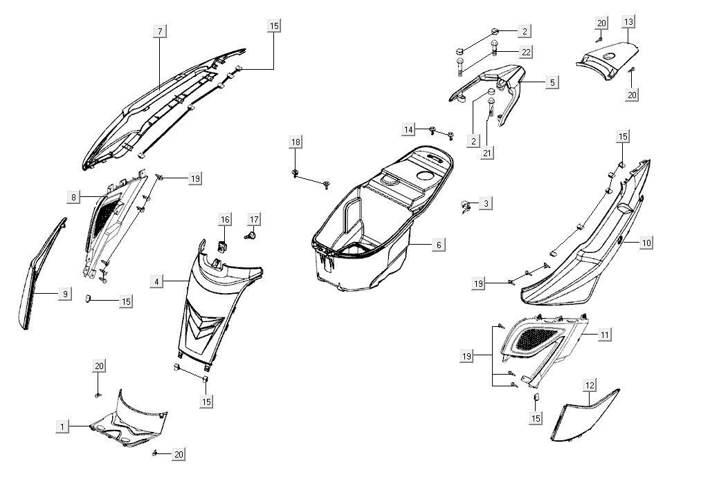 Body cover luggage box Kymco Super8 R E5 WIT