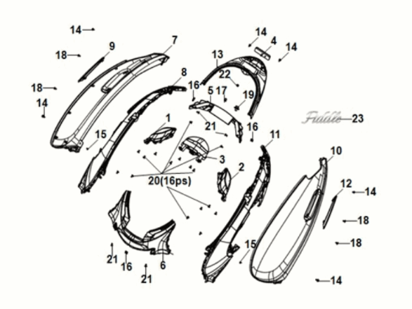 Body cover Sym Fiddle IV 125i AC CBS E5 2020-2021 WHITE (WH-1808P)