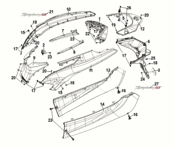 Copertura corpo Sym Symphony ST 50 E5 nera (BK-7C)