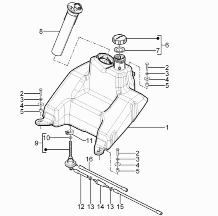 Serbatoio gas - Galleggiante serbatoio - Valvola di depurazione Piaggio Typhoon 50 2 tempi Euro 3 2011