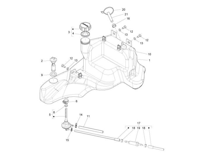Serbatoio gas - Galleggiante serbatoio - Valvola sottovuoto LC 2 tempi Piaggio Zip 50 SP 2006-2013