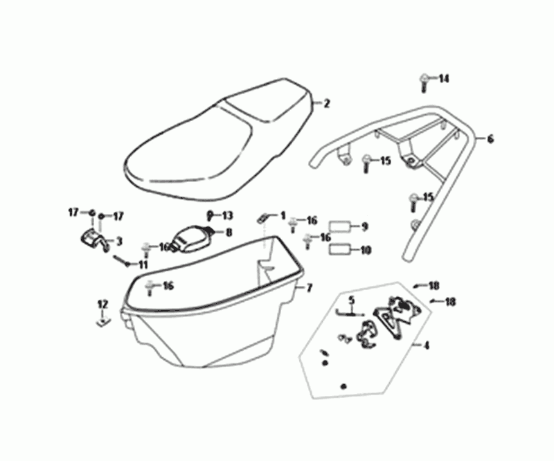 Sella - Scatola porta casco - portapacchi posteriore Sym Orbit II Euro 4 Mat Grey