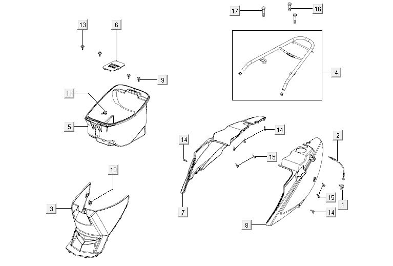 Parabrezza per moto - Helmbak - Portapacchi posteriore nero Kymco Agility 12' 4 tempi