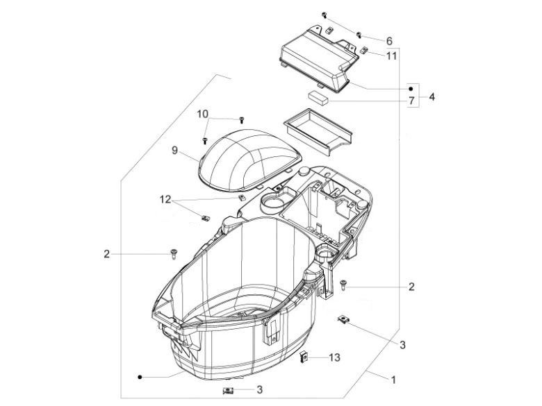 Scatola porta casco Piaggio Zip 2000 4 tempi AC
