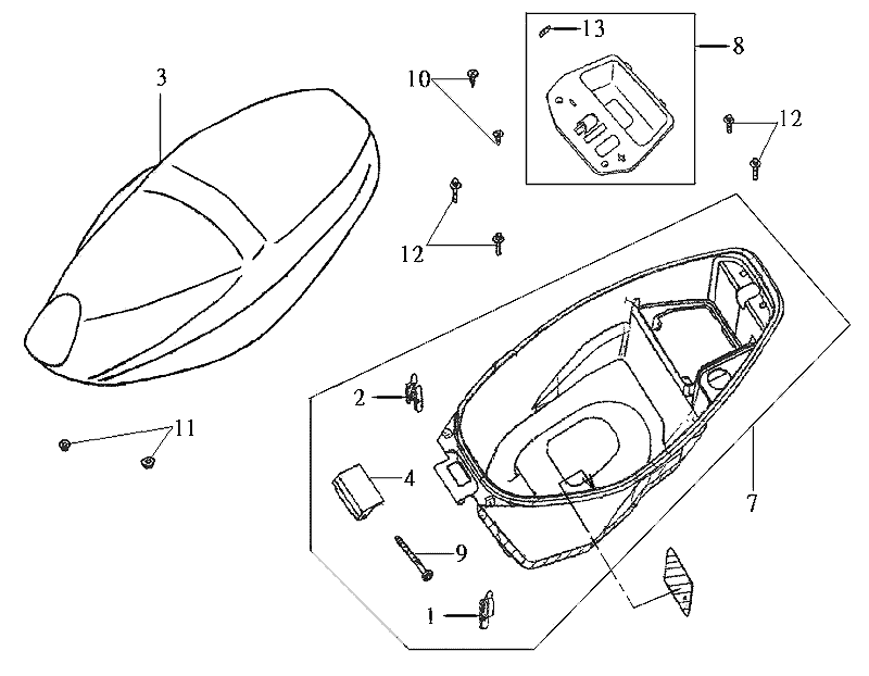 Sella - Helmbak Sym DD50 blu
