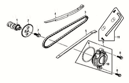 Testa cilindrica dell'albero a camme con coperchio laterale Sym Fiddle III 50 E3