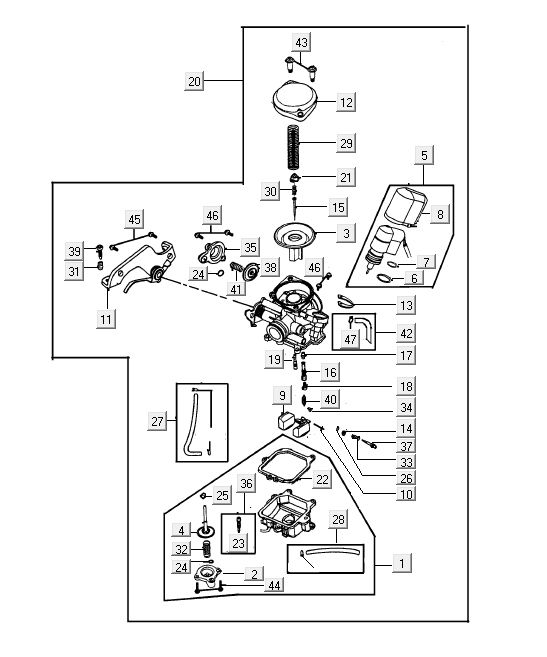 Carburatore Kymco Agility 10' 4 tempi grigio scuro
