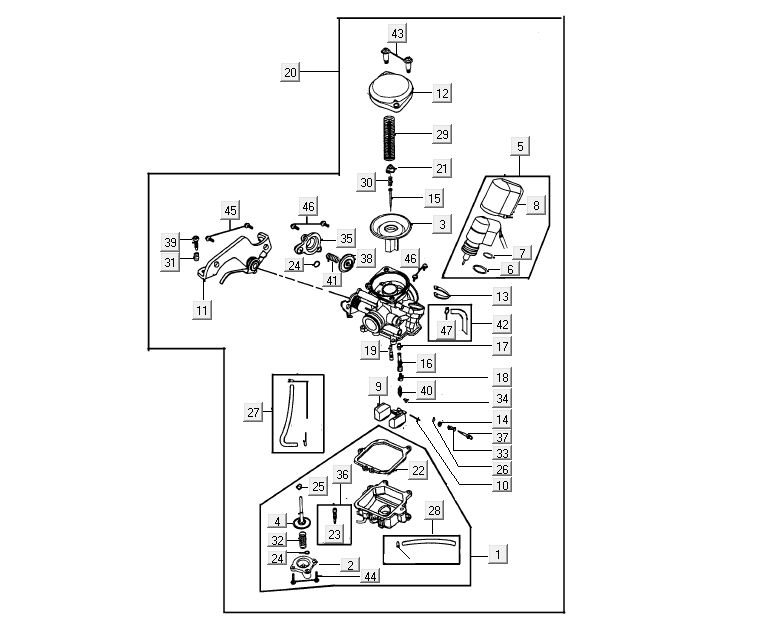 Carburatore Kymco Agility 12' 4 tempi nero