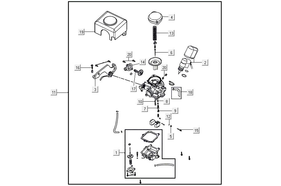 Carburatore Kymco Agility 16'+ 4 tempi in argento metallizzato opaco