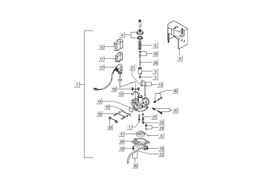 Carburatore Kymco Super9 50 2 tempi AC nuovo modello giallo - nero