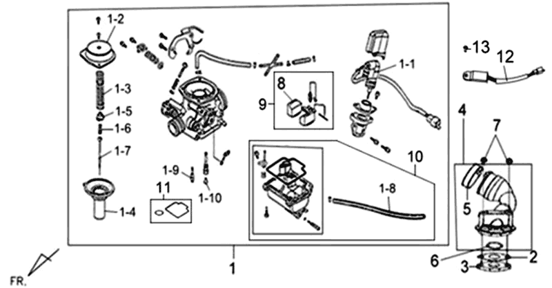 Carburatore Sym Fiddle II (BK-7C) grigio ferro
