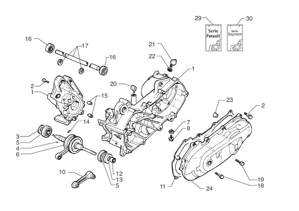 Basamento e albero motore AC a 2 tempi Yamaha Neo 50 2003-2008