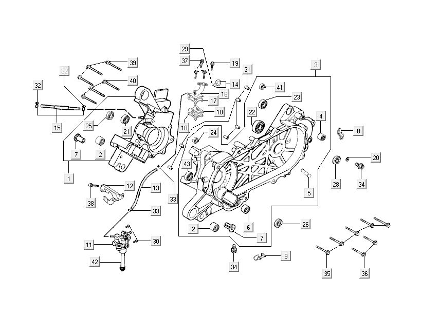 Carter - Pompa olio - Collettore di aspirazione Kymco Grand Dink 2 tempi in titanio