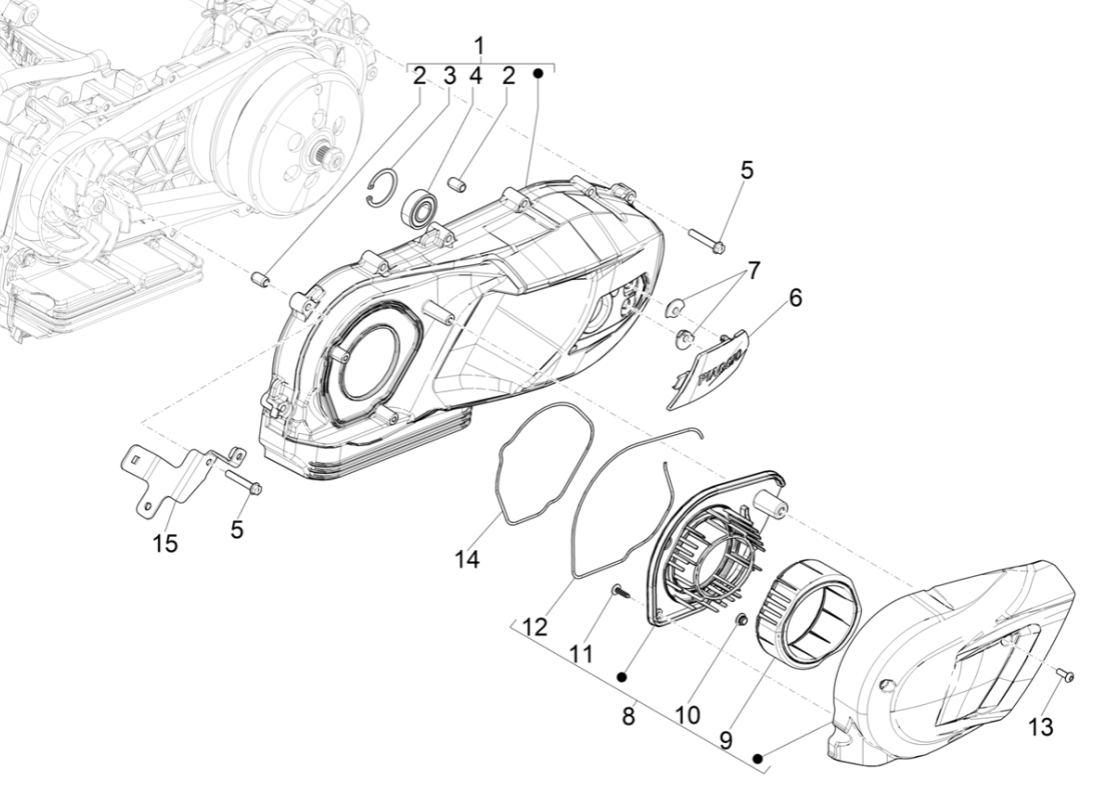 Coperchio carter Piaggio Medley 125 ABS Euro 5 2021-2022