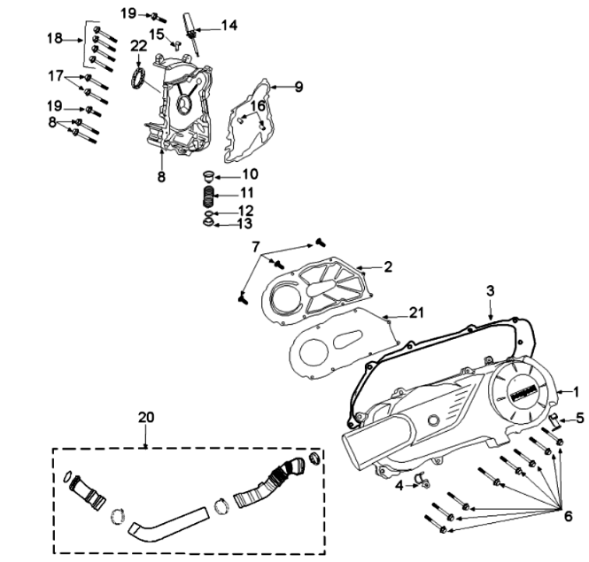 Carter deksel Peugeot Tweet 125 V E3 2013-2017