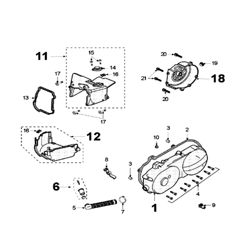 Coperchio carter senza sensore di rilevamento Peugeot V-Clic 50 4 tempi AC Arancio