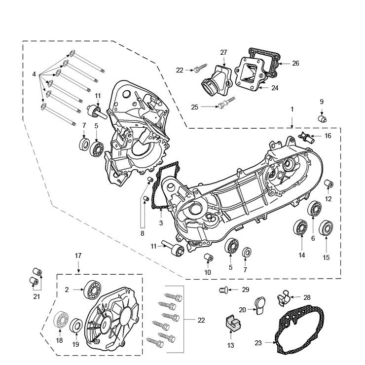 Basamento 2 tempi Peugeot Jet force C-tech