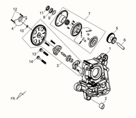 Basamento destro/Pompa olio SYM Fiddle II 125S