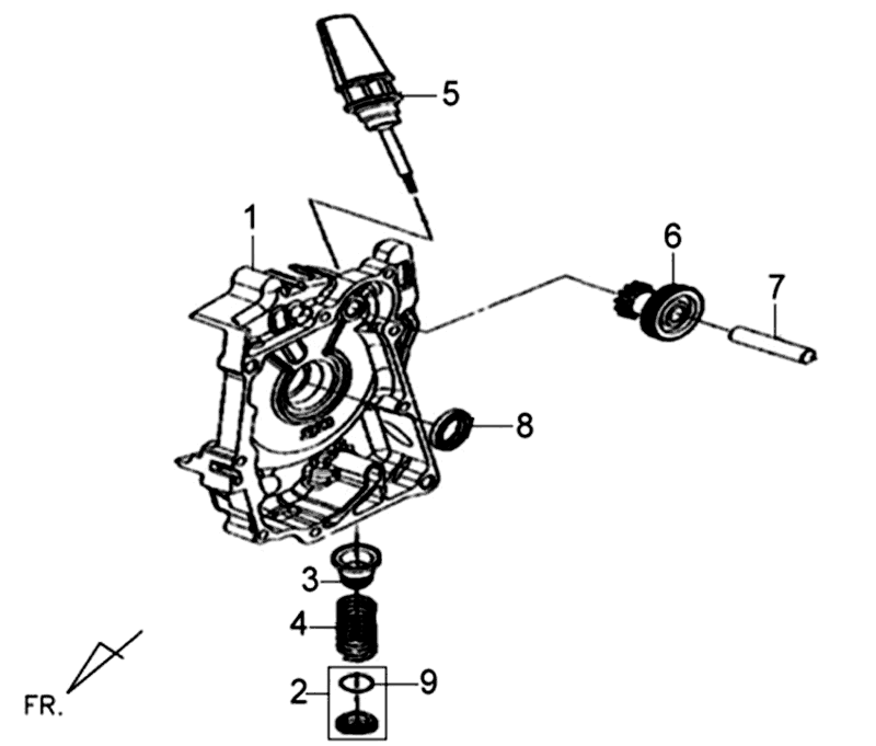 Carter destro - Filtro olio - Asta di livello Sym Jet 4 (R086) rossa