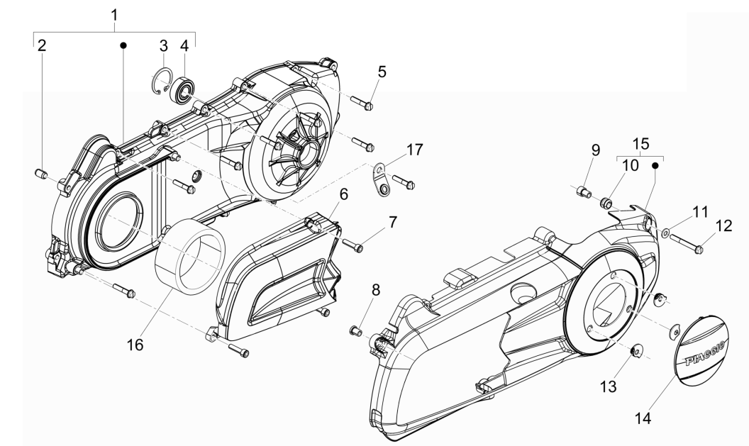 Coperchio carter Piaggio Beverly 125 RST 4V Euro 3 2010-2015