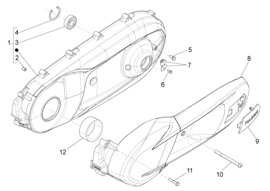 Coperchio carter Piaggio MP3 350 Maxi Sport ABS Euro 4 2018-2020